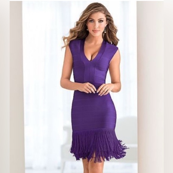 VENUS Dresses & Skirts - VENUS Purple Fringe Midi Dress